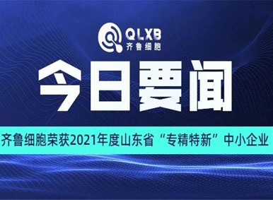 喜報丨齊魯細(xì)胞榮獲2021年度山東省“專精特新”中小企業(yè)稱號 喜報丨齊魯細(xì)胞榮獲2021年度山東省“專精特新”中小企業(yè)稱號